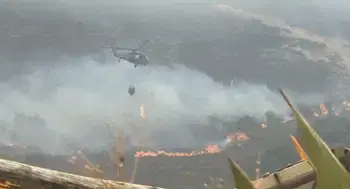 El incendio del cerro San Marcos en Villa de Leyva (Boyacá) llegó a 100 hectáreas. El incendio de Villa de Leyva llegó a 100 hectáreas y habría sido provocado: MinAmbiente