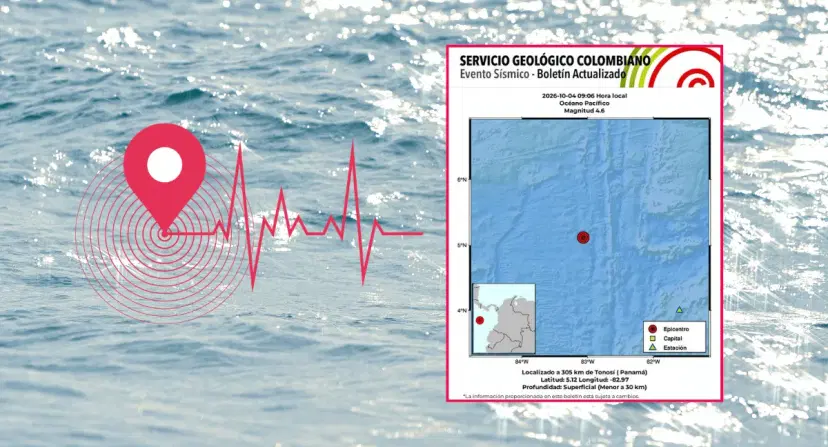 Sismo de magnitud 4,6 sacudió el Pacífico a 305 kilómetros de Tonosí, en Panamá. Temblor hoy en el Pacífico: sismo de 4,6 a 305 kilómetros de Panamá y a 200 de la isla de Malpelo